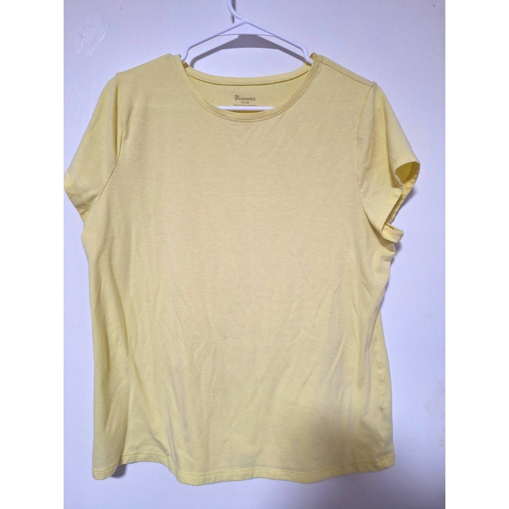 No Boundaries Women's 2XL Yellow Solid Crew Neck Short Sleeve Knit T-Shirt Tee
